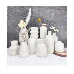 White Vases Set of 10, Small Ceramic Flower Vases Bulk Bud Vases for Wedding Table Centerpieces Decor Pampas Grass Modern Boho Home Party Decor DIY Gift