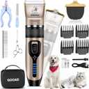 Dog Clippers for Grooming,Dog Grooming Kit for Heavy Thick Hair&Coats/Low Noise Rechargeable Cordless Hair Trimmer/Pet Shaver with Paw Trimmer for Small & Large Dogs Cats (Gold)