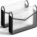 2 Pack Plastic Expanding File Folder, Transparent envelopes with Snap Closure, Fit Letter/A4 Size for School/Office/Home/Hospital, No Dividers, Large CapacityBlack