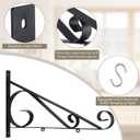 Zonon Decorative Metal 18" Scroll Bracket with S Hooks