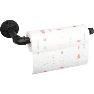 Industrial Iron Pipe Kitchen Paper Towel Holder, Vintage Farmhouse Heavy Duty DIY Industrial Rustic Wall Mount Paper Towel Rack for Kitchen Bathroom (1, Black)