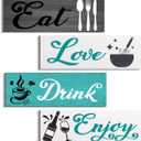 COLOR VALLEY ART Turquoise Wall Decor, Teal Wall Art with Grey Dining Room Decor and Accessories, Kitchen Pictures Inspirational Signs, Rustic Wooden Hanging Decorations for Home (Fresh Color)