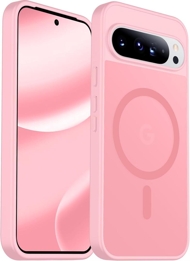 SPIDERCASE Magnetic for Google Pixel 10 Pro XL Case, Military Grade Drop Protection Slim Translucent Matte Shockproof Anti-Fingerprint Phone Case for Pixel 10 Pro XL,Pink