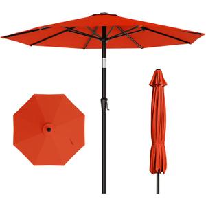 AreShark 10 FT Outdoor Patio Umbrella, Patio Table Umbrella with Push Button Tilt and Crank, Outdoor Patio Umbrellas with 8 Fiberglass Ribs, Patio Umbrellas for Market, Garden, Pool (Red)