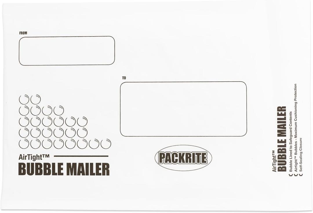 AirTight White Paper Bubble Mailers, Durable, Lightweight, Padded Shipping Envelopes, Pack of 25 (#0 6" X 10")