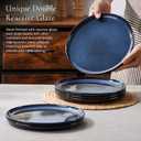 E-far 10.5 Ceramic Dinner Plates Set of 6, Large Reactive Glaze Stoneware Dishes, Round Salad Plate for Home Kitchen Restaurant, Microwave & Dishwasher Safe Deep Sea Blue
