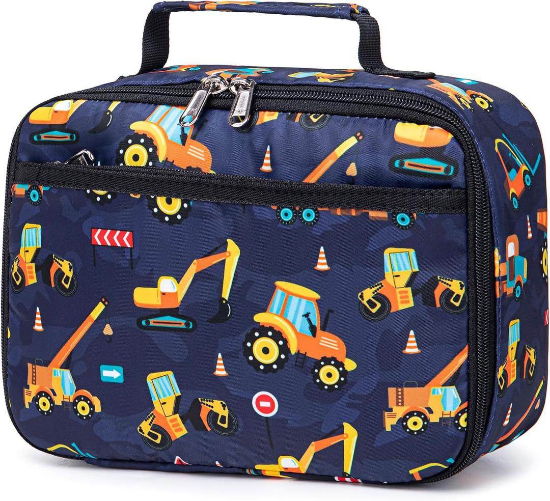 Lunch Bags for Kids Boys Insulated Lunch Boxes Cooler Toddler Lunch Tote Bag Thermo Picnic Bag for School Children(Truck-Navy Blue)