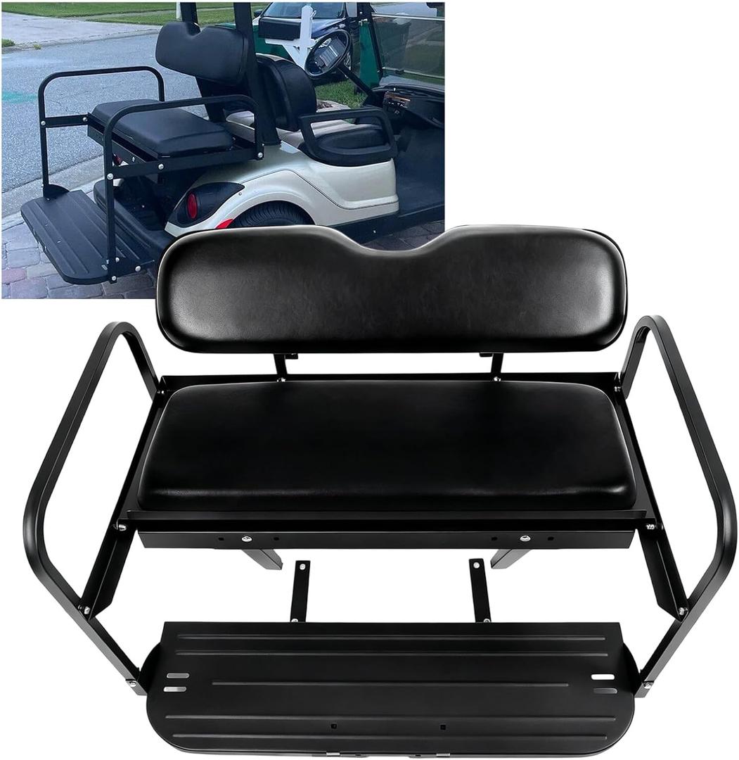 ECOTRIC Golf Cart Rear Seat Kit Compatible with 2007-2016 Yamaha Drive G29 Flip-Fold Rear Seat Seat Black