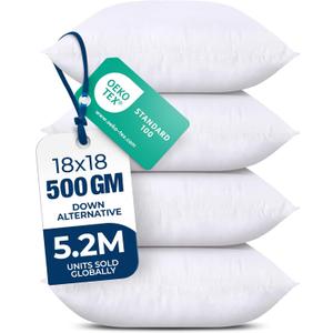 Utopia Bedding Throw Pillows, Decorative 18x18 Pillow Inserts, Set of 4