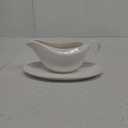 Yedio 12 oz Ceramic Gravy Boat with Saucer  Drip-Free Porcelain Sauce Boat for Gravy, Dressings, Creamer, Milk  Microwave, Oven, Dishwasher Safe  Classic White