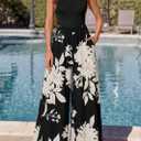 KIRUNDO Jumpsuits for Women Dressy Romper Summer One Piece | Sleeveless Boho Floral Jumpsuits, Wide Leg Pants Rompers, Beach Vacation Cruise Outfits, Resort Wear, Airport Travel Clothes (L)