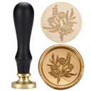 Yoption Wildflowers Wax Seal Stamp, Floral Wax Seal Stamp with Vintage Wood Handle for Wedding Invitation Gift Wrap Envelopes Christmas Card