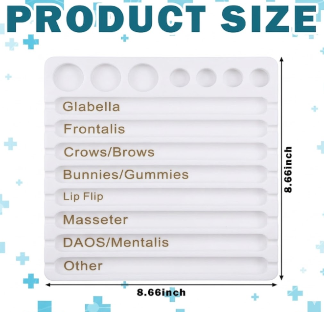 Geelin 1 Pcs Aesthetic Practitioner Syringe Tray with 8 Slots Label Bamboo Vial Holder Syringe Preparation Tray, 2-in-1 Combination Medical Supply Storage for Aestheticians, Nurses (Classic,White)