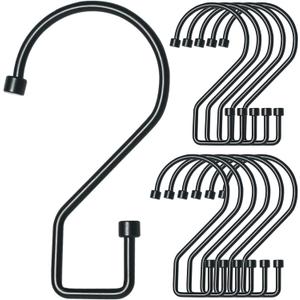 12Pcs S Hooks Hanging 4 inch Heavy Duty Large S Hooks, Reversible Black Metal S Shaped Hooks, Utility Hooks, Heavy Duty Hanging Hooks for Kitchen, Bathroom, Garden, Indoor, Outdoor