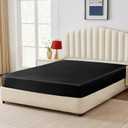 CozyLux Satin Fitted Sheet Full Size, Black Silky Satin Bed Fitted Sheet Only with Silky Microfiber, Deep Pocket, Single Bottom Sheet Sold Separately, Breathable, Smooth and Soft