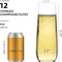FAWLES Stemless Champagne Flutes Set of 12, Crystal Glass, 8 oz Champagne Glasses, Prosecco Mimosa Glasses Set
