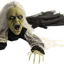 Haunted Hill Farm Scary Crawling Witch Animatronic with Touch Activated Lights and Sound, Indoor or Covered Outdoor Halloween Decorations for Home or Haunted House, Battery Operated Halloween Props