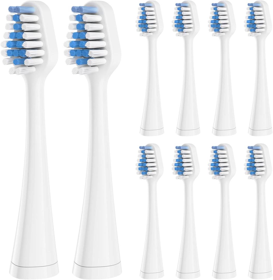 Replacement Toothbrush Heads for Waterpik Complete Care 5.0/9.0 Tooth Brush, and for AquaSonic Duo Series and Home Dental Center Electric Toothbrush, 10 Count, White