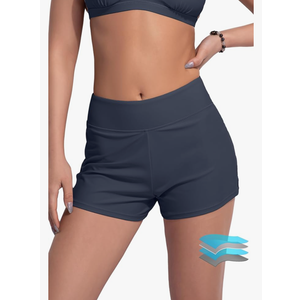 Beautikini Period Swimwear Menstrual Leakproof Swim Shorts Quick Dry 3" High Waisted Bathing Suit Bottoms for Girls Teens, Size S