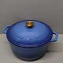 Mueller 6qt Enameled Cast Iron Dutch Oven, Heavy-Duty Casserole and Braiser Pan with Lid and Knob, Safe for All Cooktops, Aqua Blue (6 Quart)
