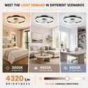 Ceiling Fans with Lights and Remote, 20 Inch Low Profile Ceiling Fan, Upgrade 7-Blade Flush Mount LED Fan Light, 3000K-6500K Dimmable Modern Fandelier Ceiling Fans for Bedroom, Black