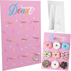 Jetec Donut Stand Donut Display Stand 2026 Graduation Wedding Party Desserts Holder Wall Reusable Board Dessert Table Holder for Birthday Party Supplies for Wedding Baby Shower Treat(Pink)