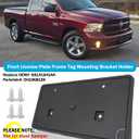 Front License Plate Frame for 2013-2018 Ram 1500 & 2019-2024 Ram 1500 Classic (DS) Front Bumper License Plate Holder Mounting Bracket (for Plastic Bumper ONLY/ 2Piece Type Bumper) Replace # 68141642AA