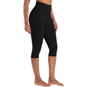 Sunzel Sunzfly Capri Leggings for Women, High Waisted Yoga Pants with Tummy Control for Workout Running Gym (Medium, Black)