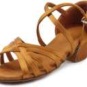 MSMAX Girls Latin Dance Shoe Low Heel Salsa Dancing Sandals for Women (12 Little Kid)