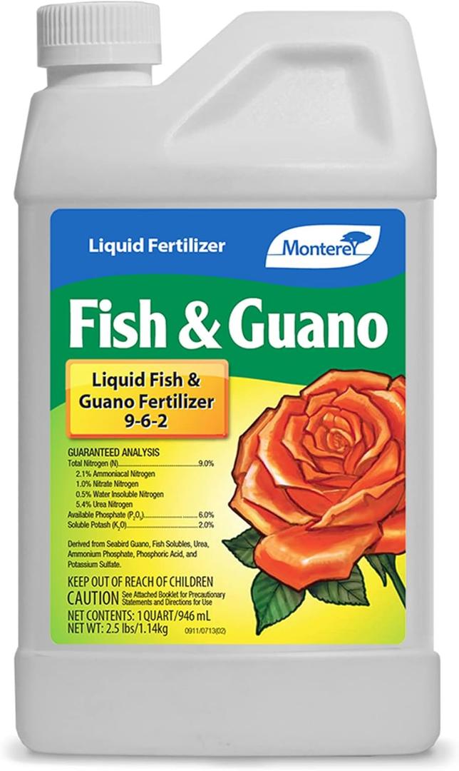 Monterey Fish & Guano Liquid Plant Fertilizer for Transplants and Flowers, Quart Concentrate (32 oz.)