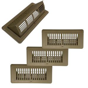 2-in-1 Vent Deflector for Home Floor, Strong Plastic, 4"x10“ Register Type of Deflector, POP up Damper Vent Directional Cover, Floor Air Vent Deflector Under Curtain, Couch or Bed (Brown, 4 Pack)