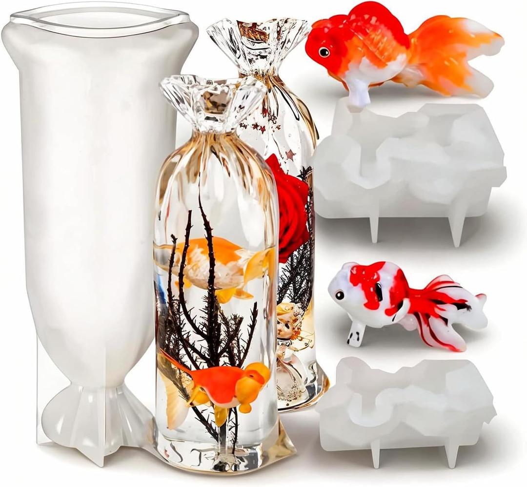 Water Bag Resin Mold, Silicone Molds for Resin Casting, 3D Lucky Bag Koi Fish Shaped Resin Molds for Home Decoration, Flowers Specimens Preservation, Epoxy Resin DIY Crafts