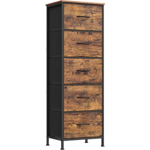 SONGMICS Dresser for Bedroom, Tall Dresser with 5 Fabric Drawers, 11.8"D x 15.6"W x 45.9"H (5 Drawers)
