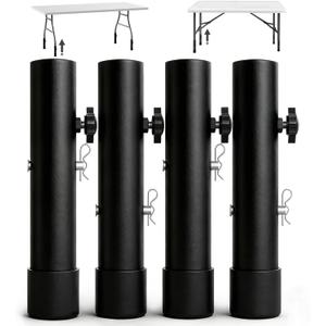 Table Legs Extensions for Straight/Bent Folding Tables, Metal Folding Table Leg Extenders, Rubber Base for More Stability, 2-Level Height Adjustable Furniture Risers (3.6"/ 5.2"(4 Pack))