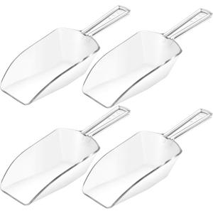 Hestya 4 Pcs Multi Purpose Clear Plastic Scoops for Candy Buffet Acrylic Kitchen Ice Food Popcorn Scoops for Protein Powders, Ice Cream, Coffee, Tea Jar (7.8 Inch)