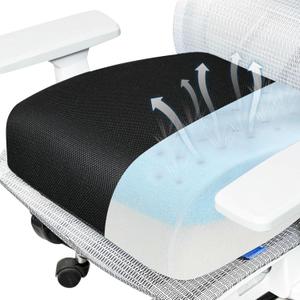 Seat Cushion for Tailbone Pain Relief, Extra Thick & Ventilated Office Chair Cushion with Non-Slip Cover, Memory Foam Booster Support for Desk, Car, Wheelchair (Black)