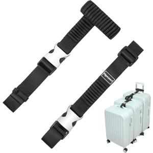 Vigorport Luggage Straps, Metal Luggage Connector Straps for Suitcases, Stretchable Add A Bag Adjustable Attachment Accessories Belts (Black, Large)