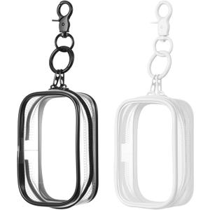2 Pcs Clear Figure Display Bag with Keychain, Blind Box Display Case Portable Small Doll Storage Bag Zipper Closure Dustproof Collectibles Organizer for Showing Off Boxes Dolls Mini Figures