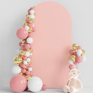 Wokceer 6.6FT Wedding Arch Backdrop Cover Spandex Fitted Wedding Arch Stand Covers Round Top Chiara Backdrop Cover for Birthday Party Ceremony Banquet Decoration Pale Pink