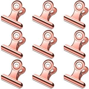 Orcielo 30 Pack Small Rose Gold Bull Clips, 1.22 Inch Mini Metal Hinge Clips for Office, Home, School, Shops
