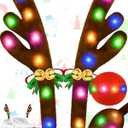 Christmas Reindeer Antlers Car Decoration Kit, LED Multicolor Lights Nose Vehicle with Jingle Bells Rudolph, Auto Holiday Accessories for SUV Van Truck Decor