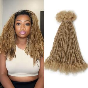 Sisterlocks Locs Extesnions Human Hair 0.2cm Thickness Micro Locs Curly Tips, Full Handmade Interlocking Permanent Soft Dreadlock Extensions (Brown 27# 0.2cm, 12 Inch 30 Strands)