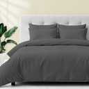 Ashton Sheets Egyptian Cotton Queen Size Duvet Cover Set - Premium 600 Thread Count 100% Egyptian Cotton Soft Sateen Weave Comforter Cover, Zipper Closure & Corner Ties (3 Pc, Dark Grey, Queen/Full)
