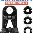 iCrimp F1807 PEX Crimper, Copper Pipe Crimping Tool Kit with 3/8'', 1/2'', 3/4'', 1'' Quick Change Jaws, PEX Tubing Cutter, Go/No-Go Gauge, Copper Ring PEX Removal Tool Included, 16" PEX Crimper 