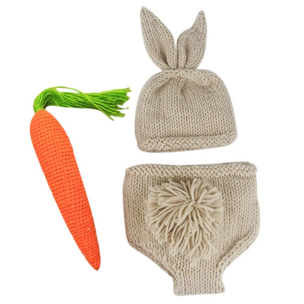 IMEKIS Newborn Photography Props Baby Boy Girl Happy Easter Bunny Outfit Handmade Carrot Crochet Knitted Wrap 1st Birthday Cake Smash Photo Shoot 1st Easter Rabbit Beanie Hat Diaper Accessories