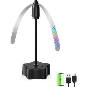Fly Fans for Outdoor Table, Height Adjustable Food Fan with Reflective Blades, USB or Batteries Powered, for Patio, Picnic, BBQ, Camping & Indoor Use (2 Packs)