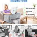 LEBENGURU Reading Pillow for Laptop, Extra Large Armrest Gaming Pillow for Working, Hight Adjustable Lap Desk Pillow for Adult Sitting in Bed, Floor, SofaStripe and Grey