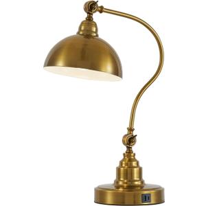 Vintage Desk Lamp Decorative Table Lamp for Home Office Living Room Bedroom Desk Light, Rustic Industrial Farmhouse Antique Library Study Desk Lamp E26 LED Bulb Included (Gold)