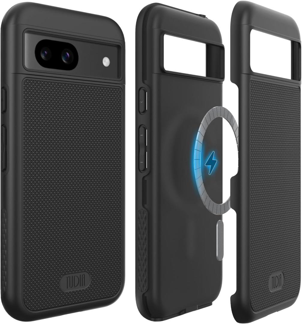 TUDIA MergeGrip [Magsafe Compatible] Designed for Google Pixel 8a Case (2024) - Dual Layer [Military Grade] Shockproof Slim Rugged Tough Heavy Duty Phone Cases - Matte Black