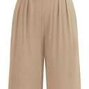 PRETTYGARDEN 2 Piece Sets for Women Summer 2025 Airport Travel Outfits Crop Tank Tops Wide Leg Pants Matching Lounge Sets (Khaki, XX-Large) 